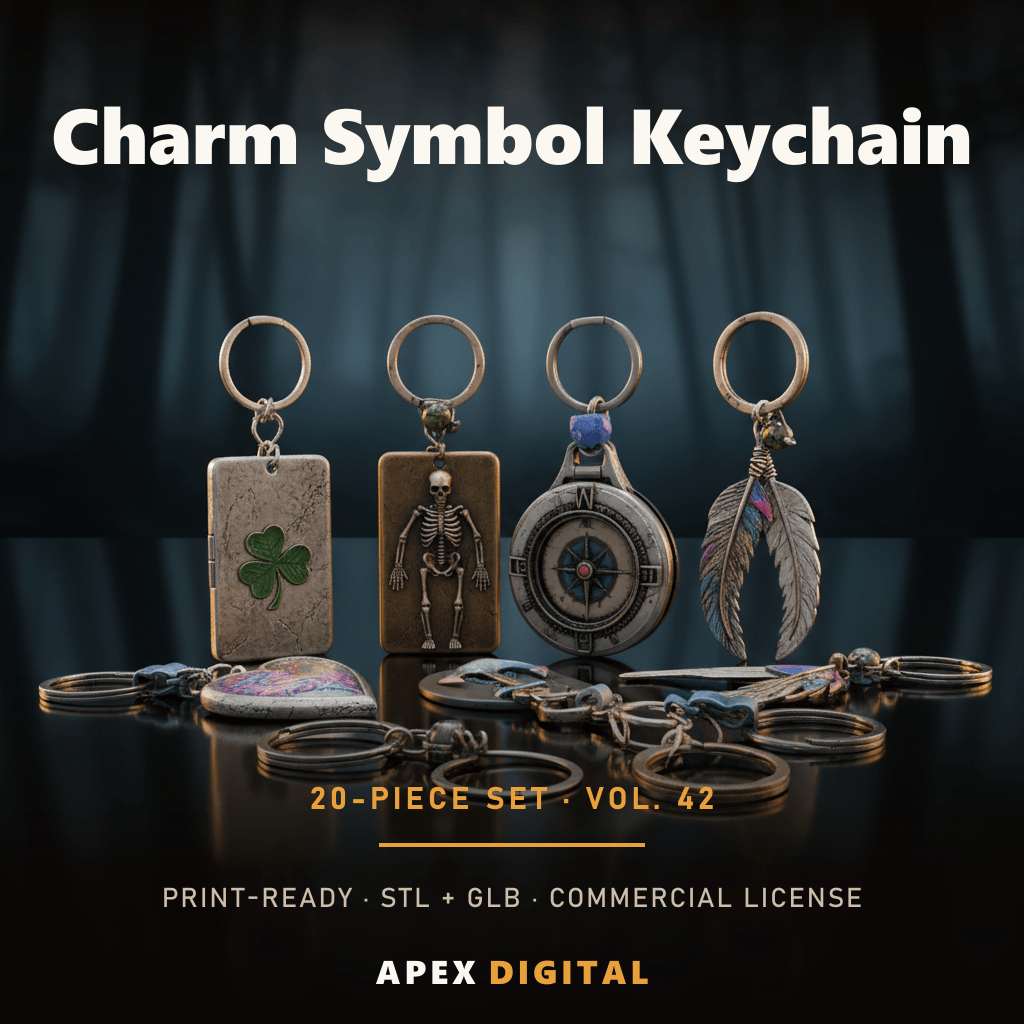 20-Piece Charm & Symbol Keychain Collection Vol.42 — Print-Ready STL Set + GLB Previews (Sell Your Prints)