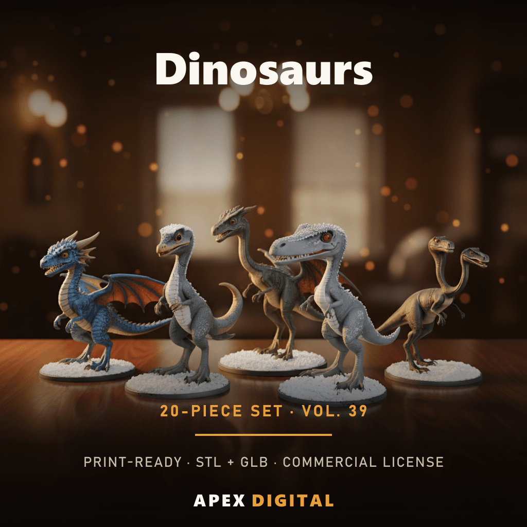 20-Piece Dinosaurs Collection Vol.39 — 3D Print STL Bundle + GLB Previews (Commercial License)