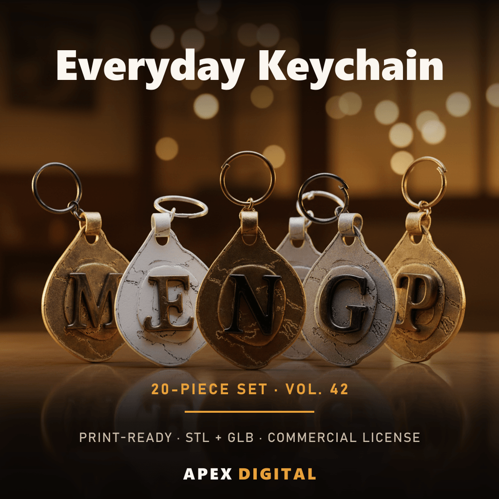 20-Piece Everyday Keychain Collection Vol.42 — 3D Print STL Bundle + GLB Previews (Commercial License)
