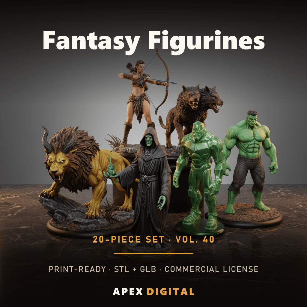 20-Piece Fantasy Figurines Collection Vol.40 — STL + GLB Files for 3D Printing (Commercial Use Included)