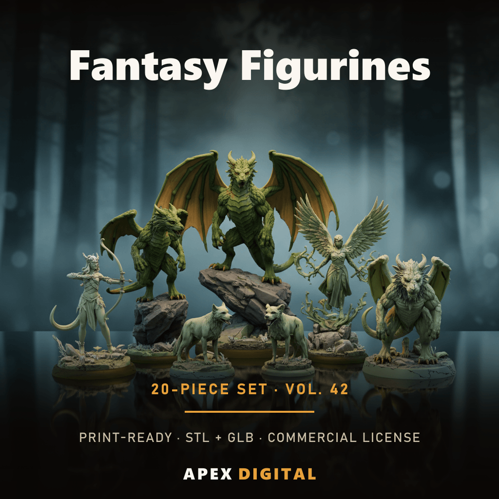 20-Piece Fantasy Figurines Collection Vol.42 — Print-Ready STL Set + GLB Previews (Sell Your Prints)