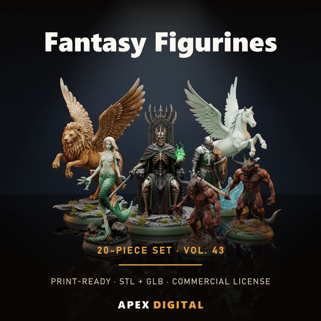 20-Piece Fantasy Figurines Collection Vol.43 — Print-Ready STL + GLB 3D Models (Commercial License)