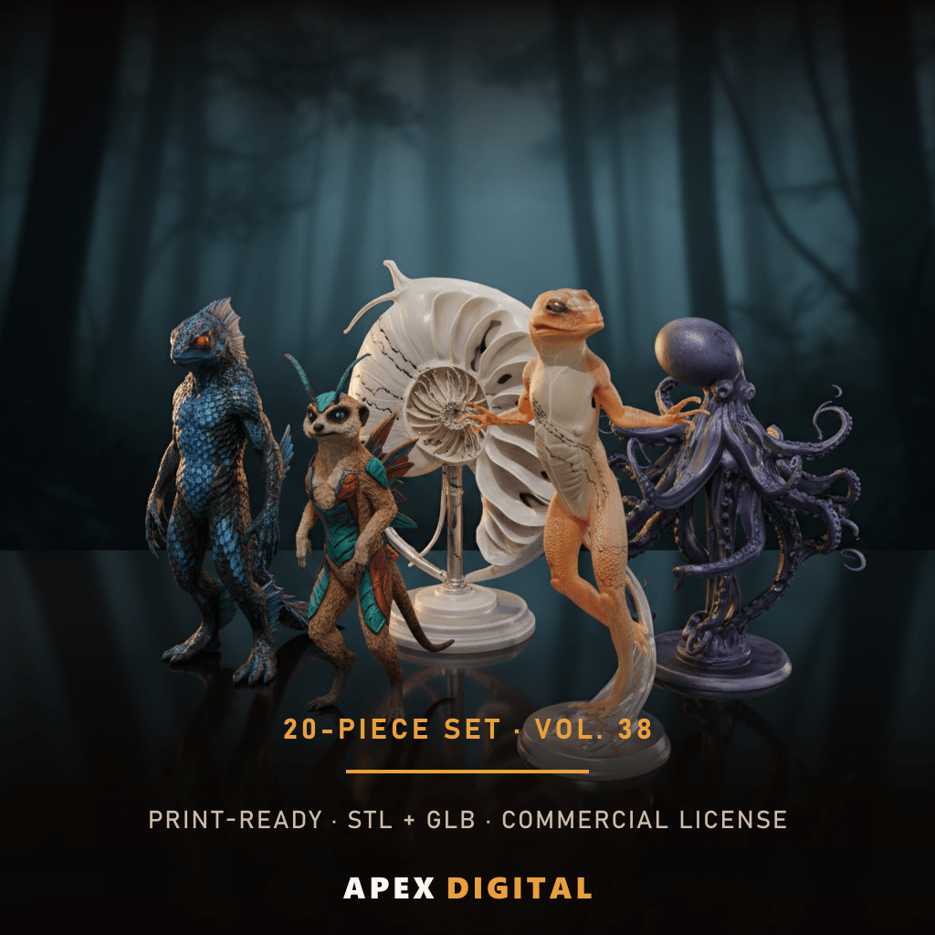 20-Piece Flexi Animals Collection Vol.38 — Print-Ready STL Set + GLB Previews (Sell Your Prints)