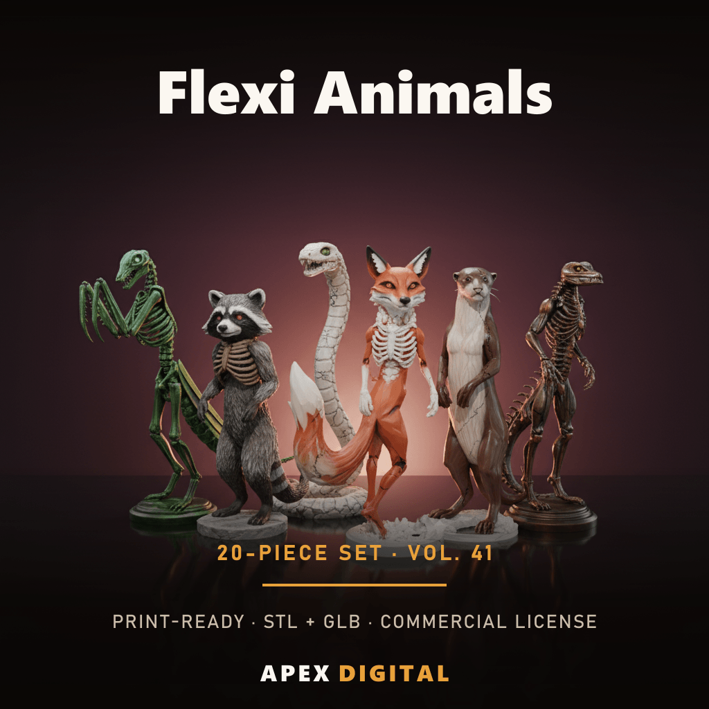 20-Piece Flexi Animals Collection Vol.41 — Print-Ready STL Set + GLB Previews (Sell Your Prints)