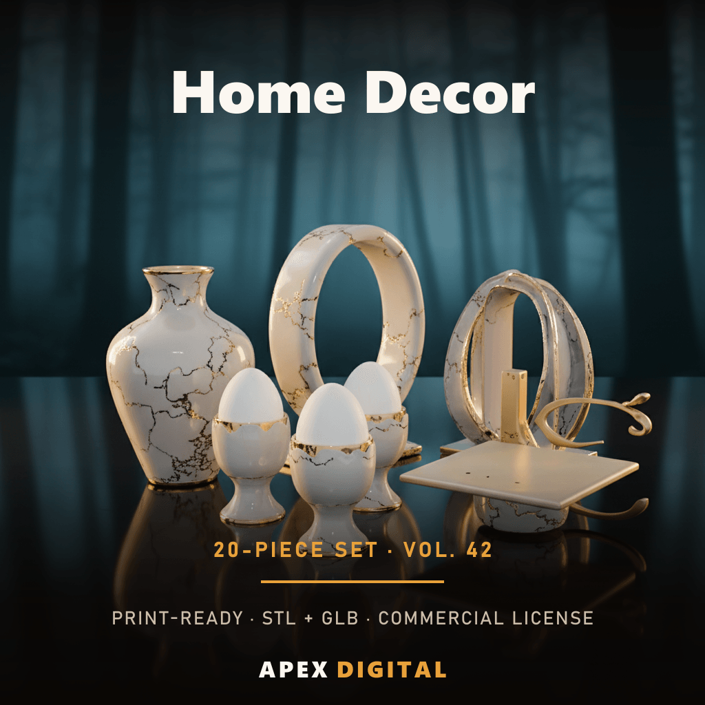 20-Piece Home Decor Collection Vol.42 — Print-Ready STL Set + GLB Previews (Sell Your Prints)