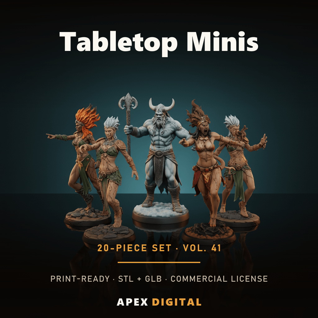 20-Piece Tabletop Minis Collection Vol.41 — STL + GLB Files for 3D Printing (Commercial Use Included)