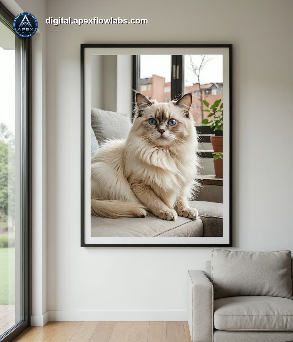 Minimalist Birman line art for cat-loving creators.