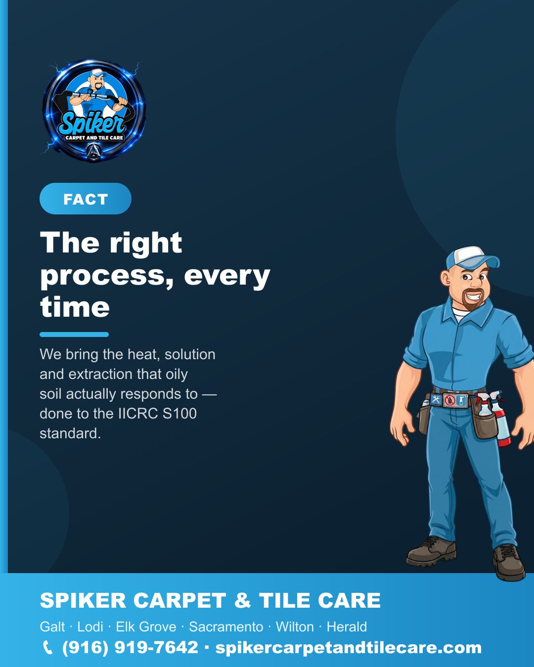 Carpet cleaning in Galt: oily soil only gives up to the right heat, solution and extractio