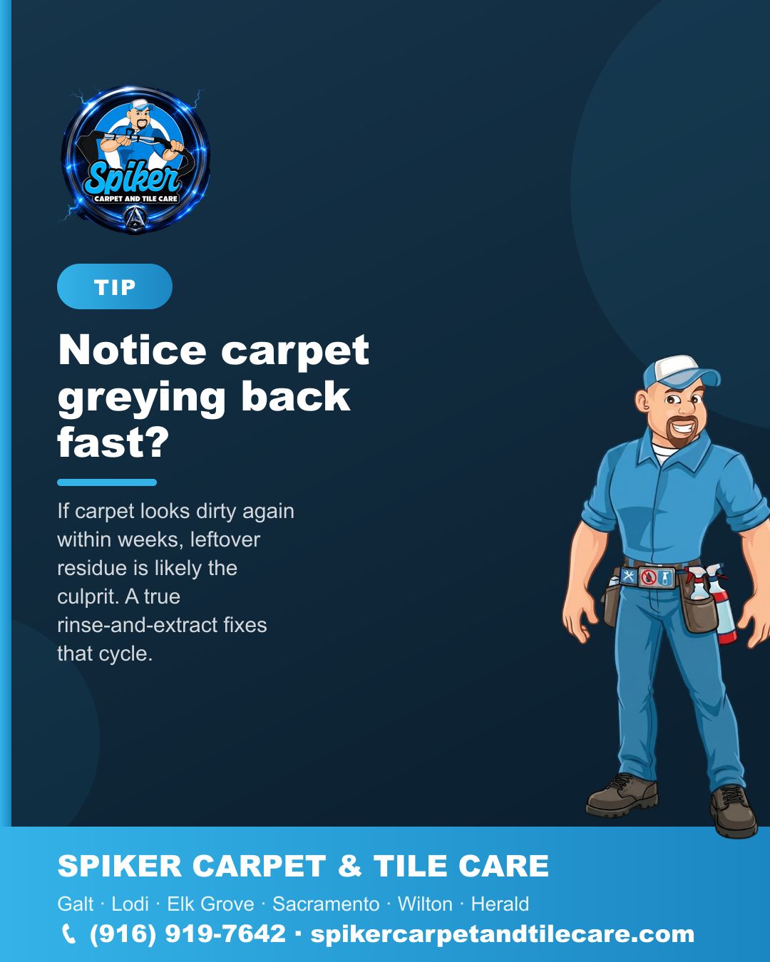 Carpet cleaning in Sacramento: if your carpet greys back within weeks of a clean, leftover