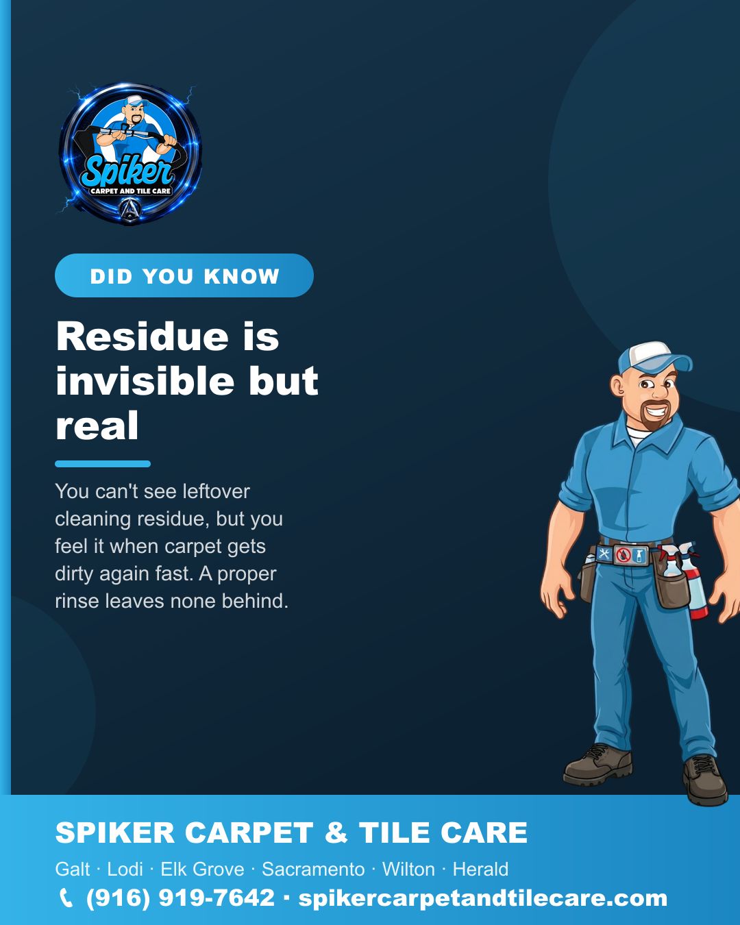 Carpet cleaning in Galt: cleaning residue is invisible, but you feel it when carpet re-soi