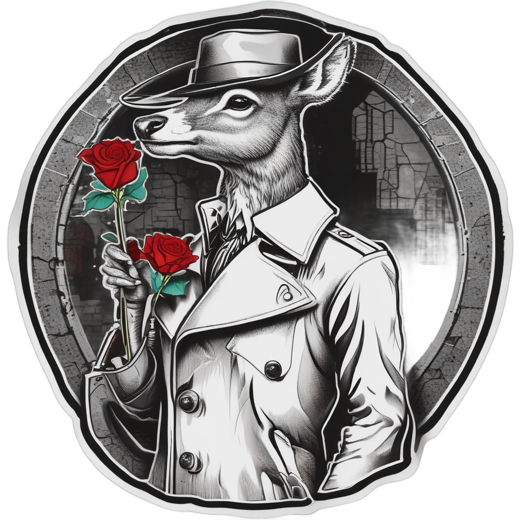 1930s Noir Detective Deer — animals & pets stickers