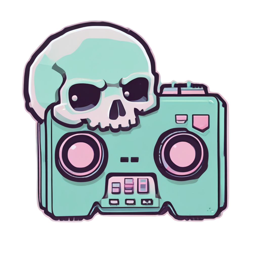 Kawaii skull holding a retro gamepad