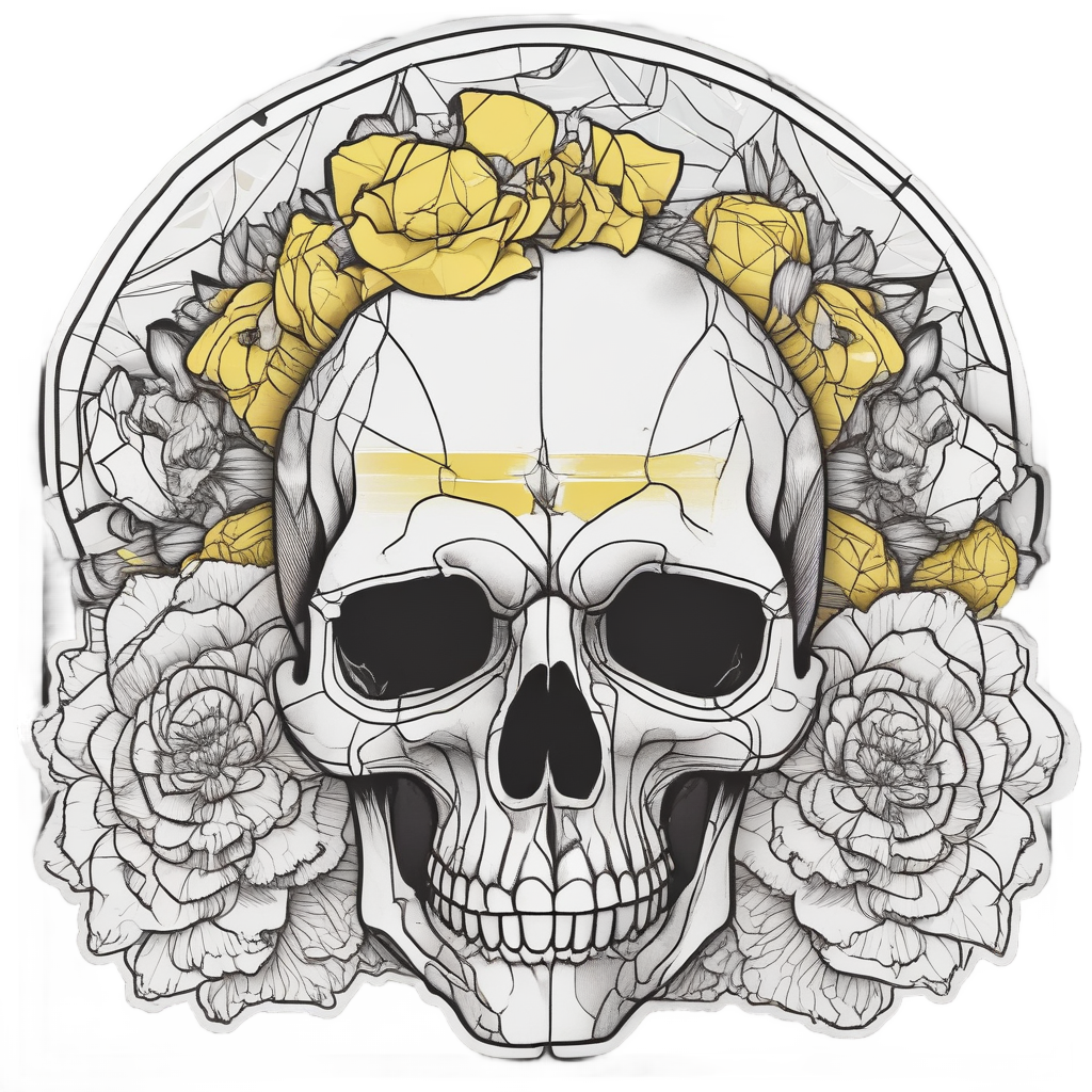 Abstract Cubist Peony Skull — abstract & patterns stickers