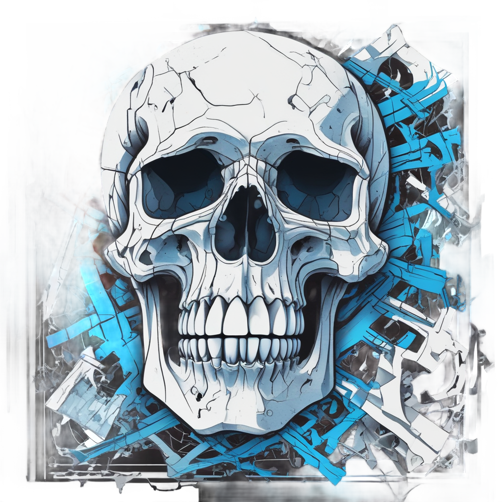 Abstract Glitch Skull Shatter — abstract & patterns stickers