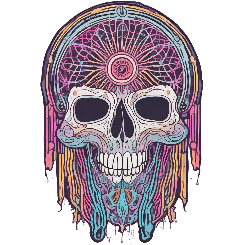 Abstract Neon Drip Skull — abstract & patterns stickers
