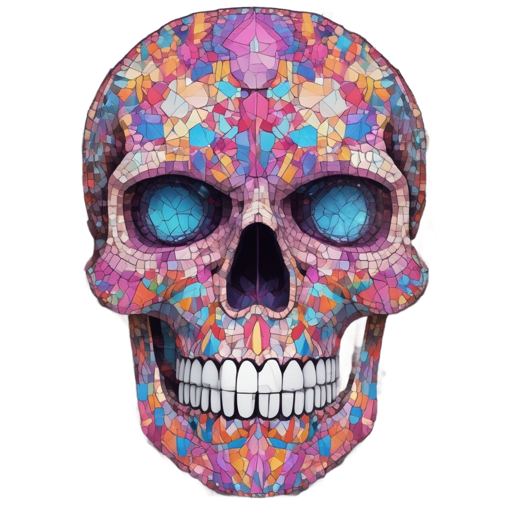 Abstract Petal Skull Mosaic — geometric stickers