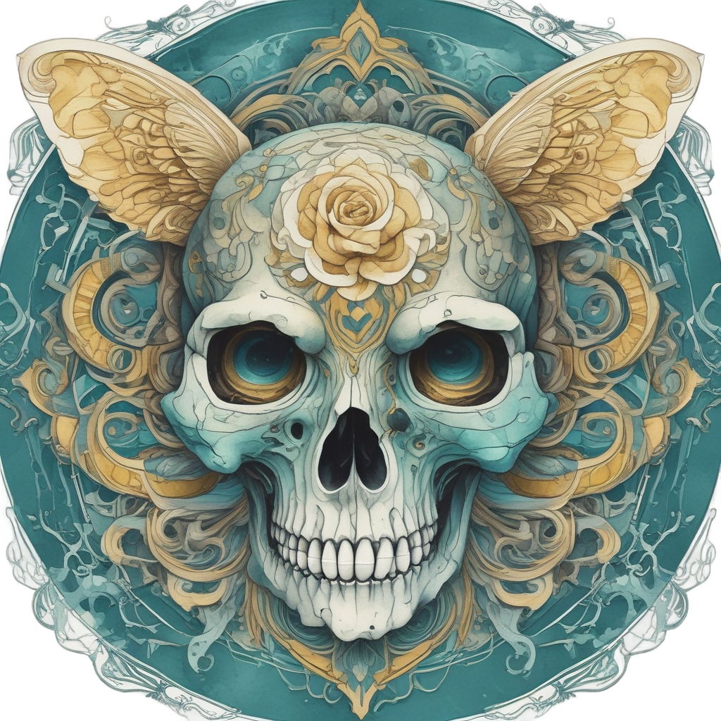 Abstract skull moth spiral — abstract & patterns stickers
