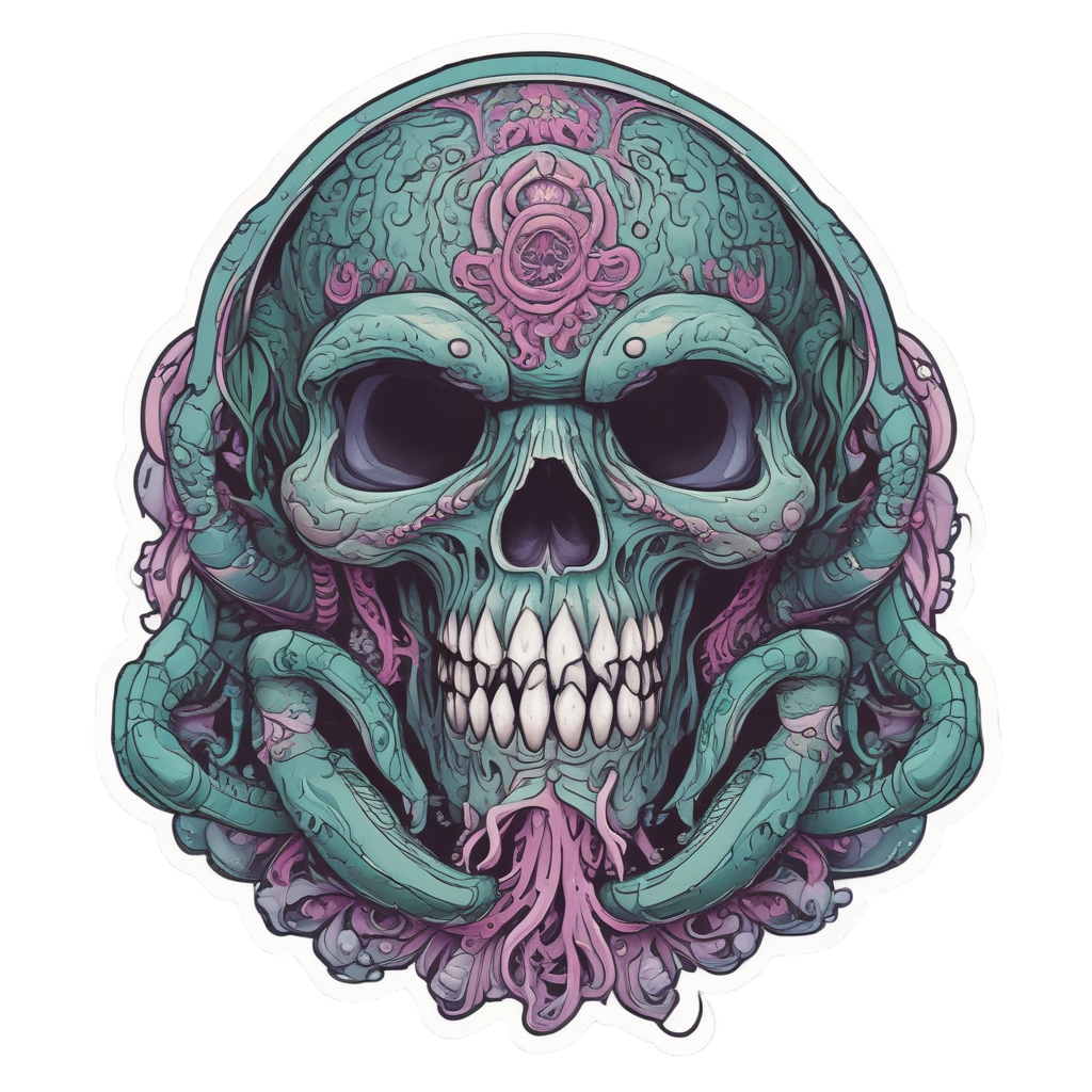 Warrior skull with kraken helmet and tentacles