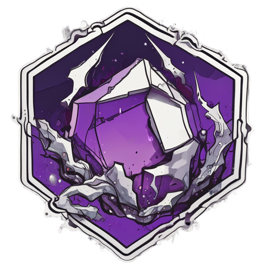 Lineart die-cut sticker of a diamond hazard with acid corrosion