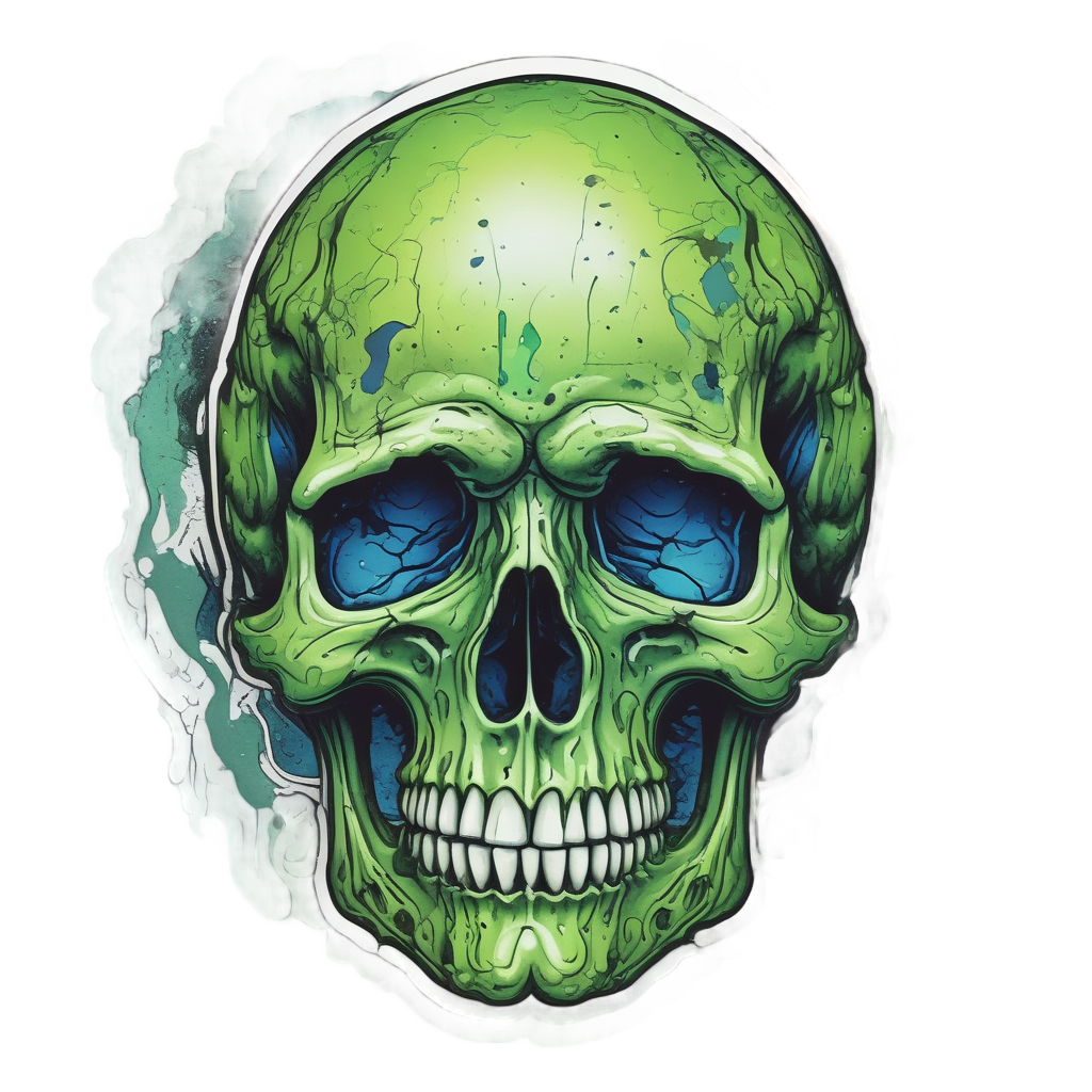 Acid-dripping skull sticker