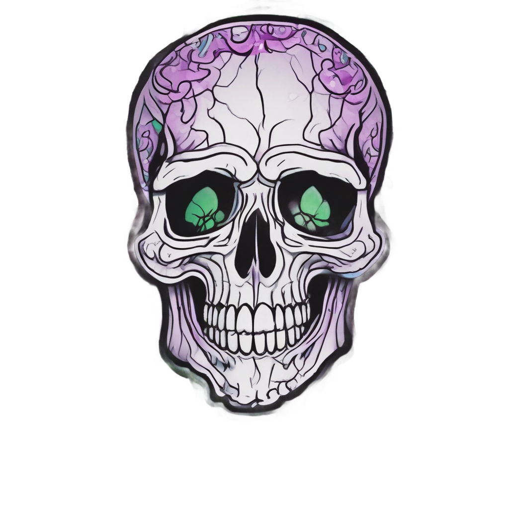 Skull with neon green and purple vine