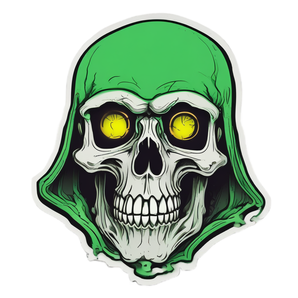 Acid dripping neon hourglass reaper skull die-cut sticker