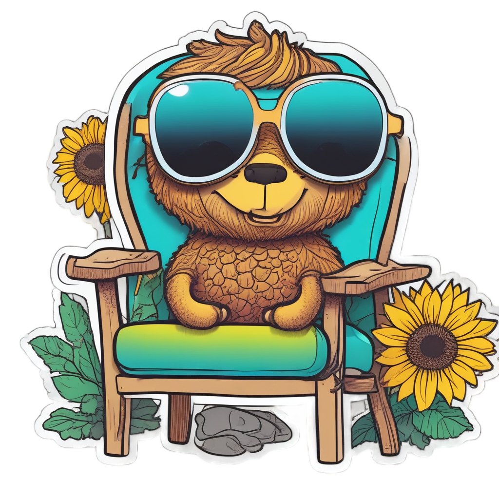 Acorn with Sunglasses Lounging — forest floor stickers