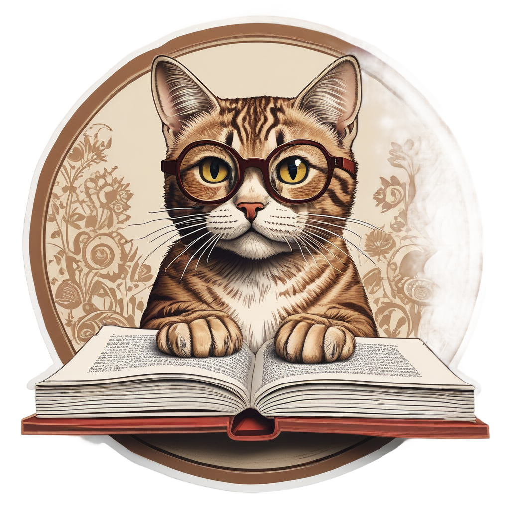 Adventurous Bookworm Cat — animals & pets stickers
