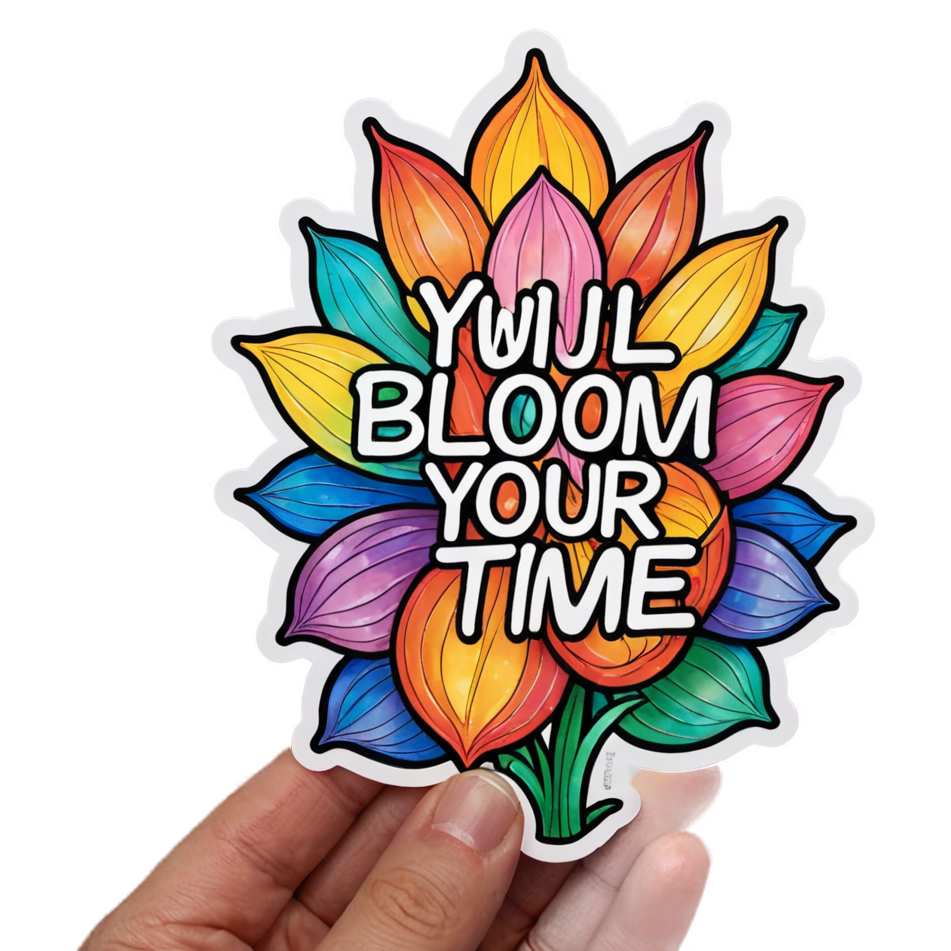 Bloom In Time (holographic) — affirmation stickers