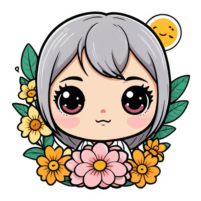 Bloom In Time (kawaii) — affirmation stickers