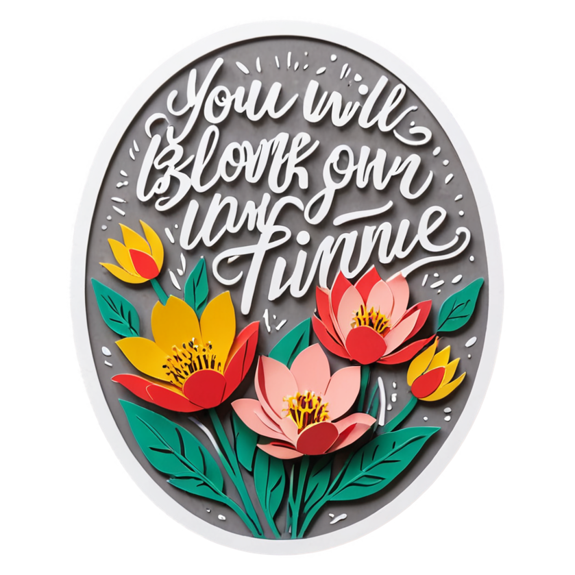 Bloom In Time (papercut) — affirmation stickers