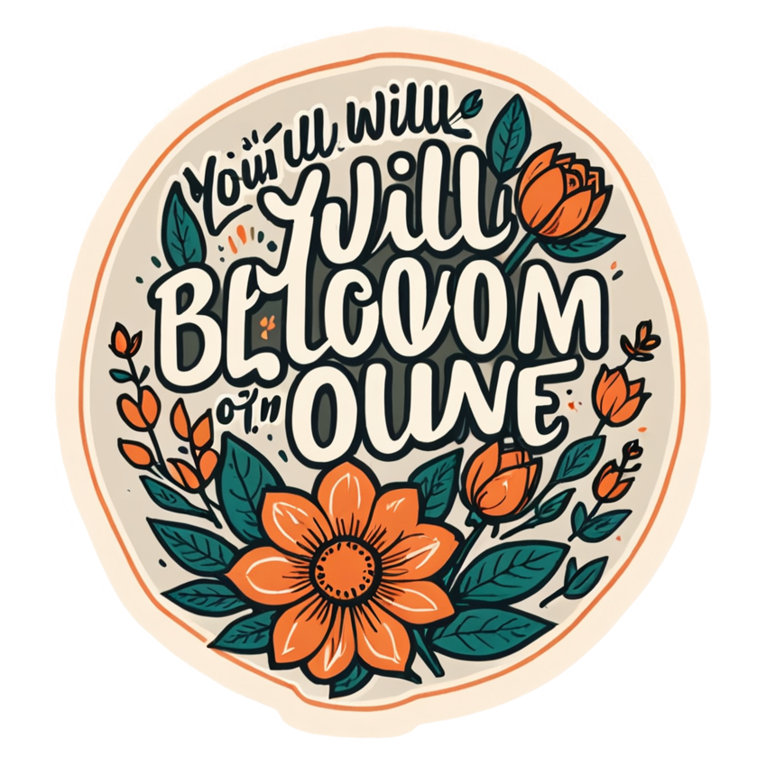 Bloom In Time (retro) — affirmation stickers