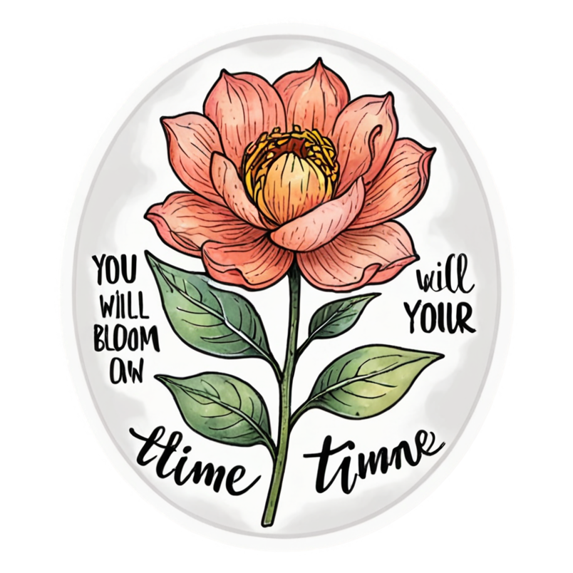 Bloom In Time (watercolor) — affirmation stickers