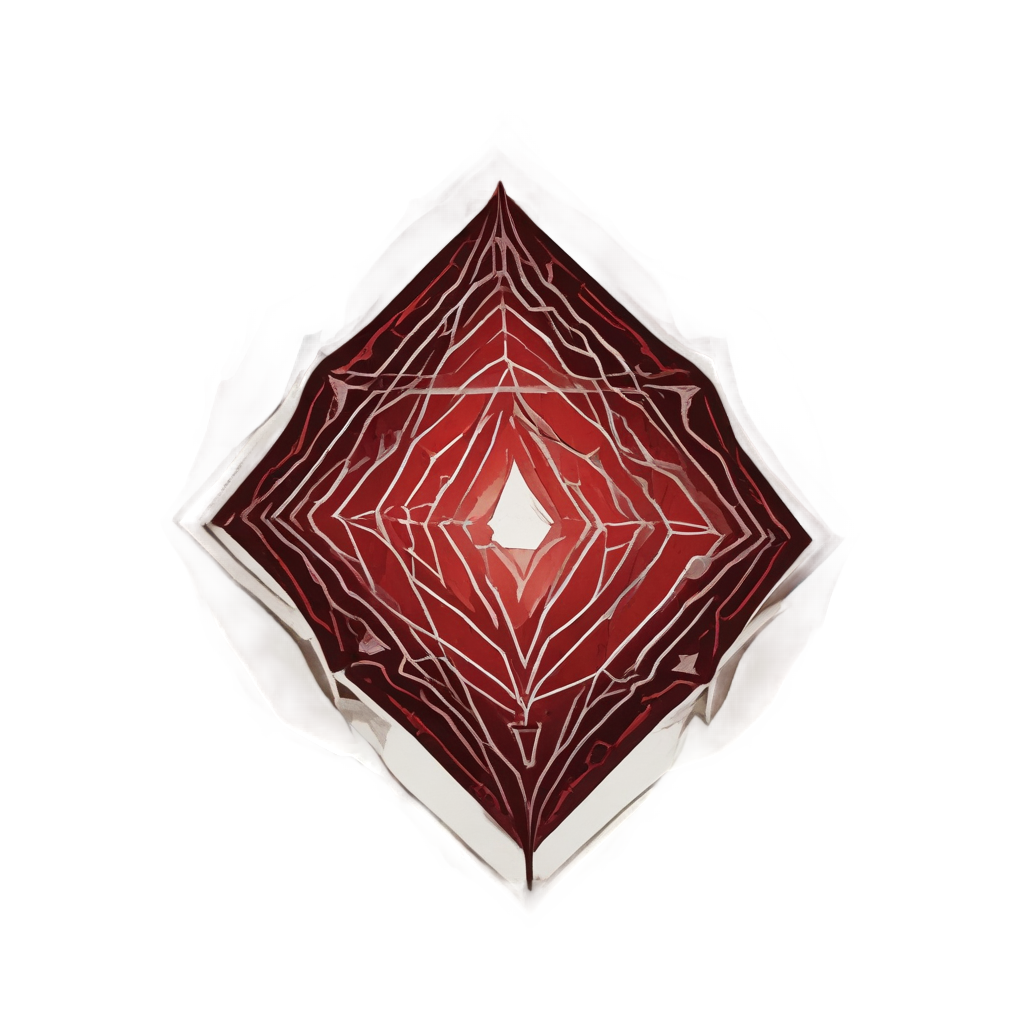 A papercut hazard diamond sticker of a glowing alchemical gem