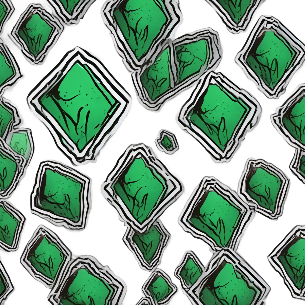 A cracked hazard diamond sticker with a glowing green droplet leaking from it on a white background