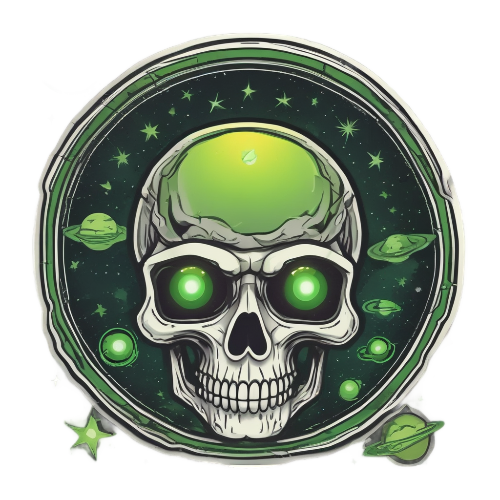 Retro skull with UFO abducting third eye