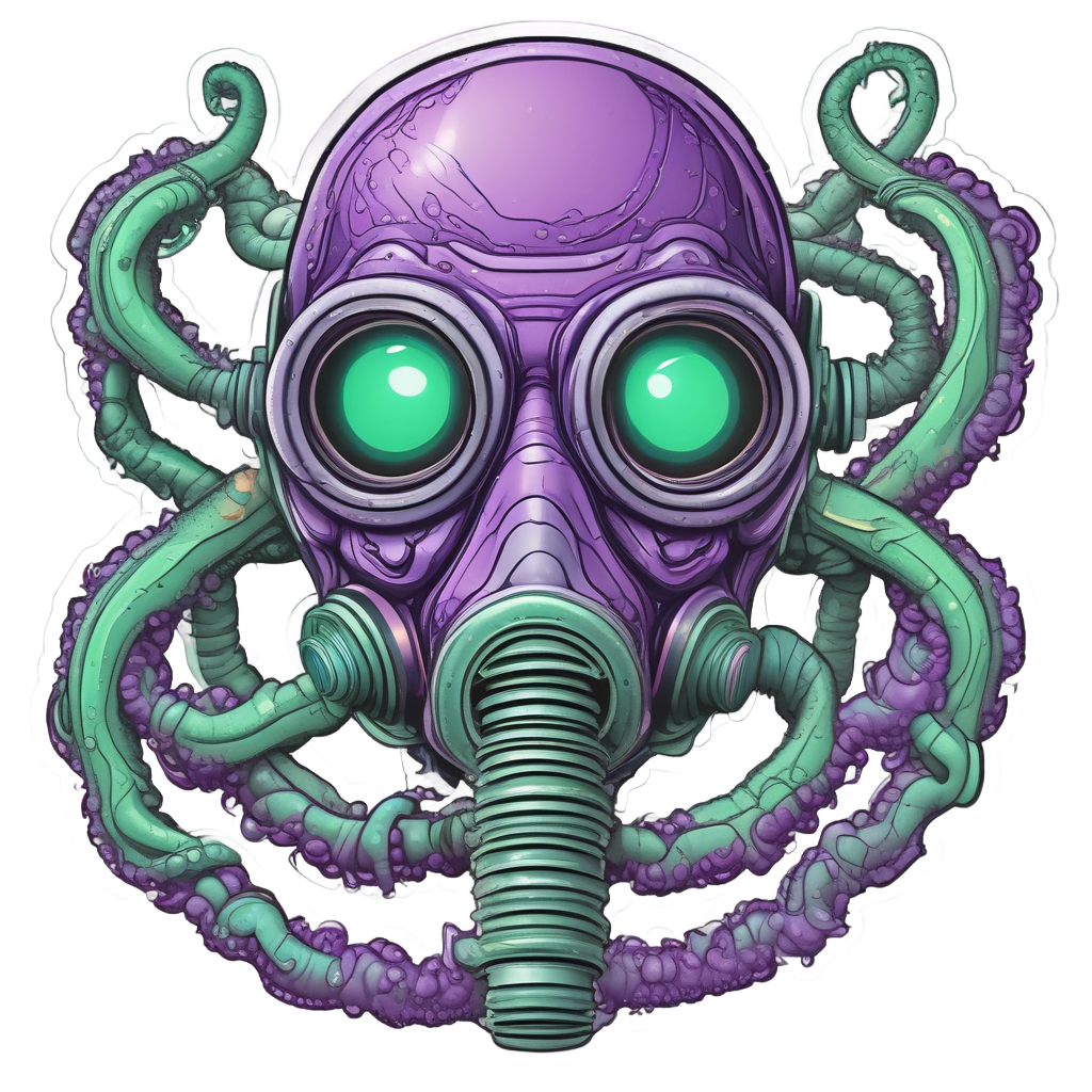 Alien Green Tentacles — gas mask stickers