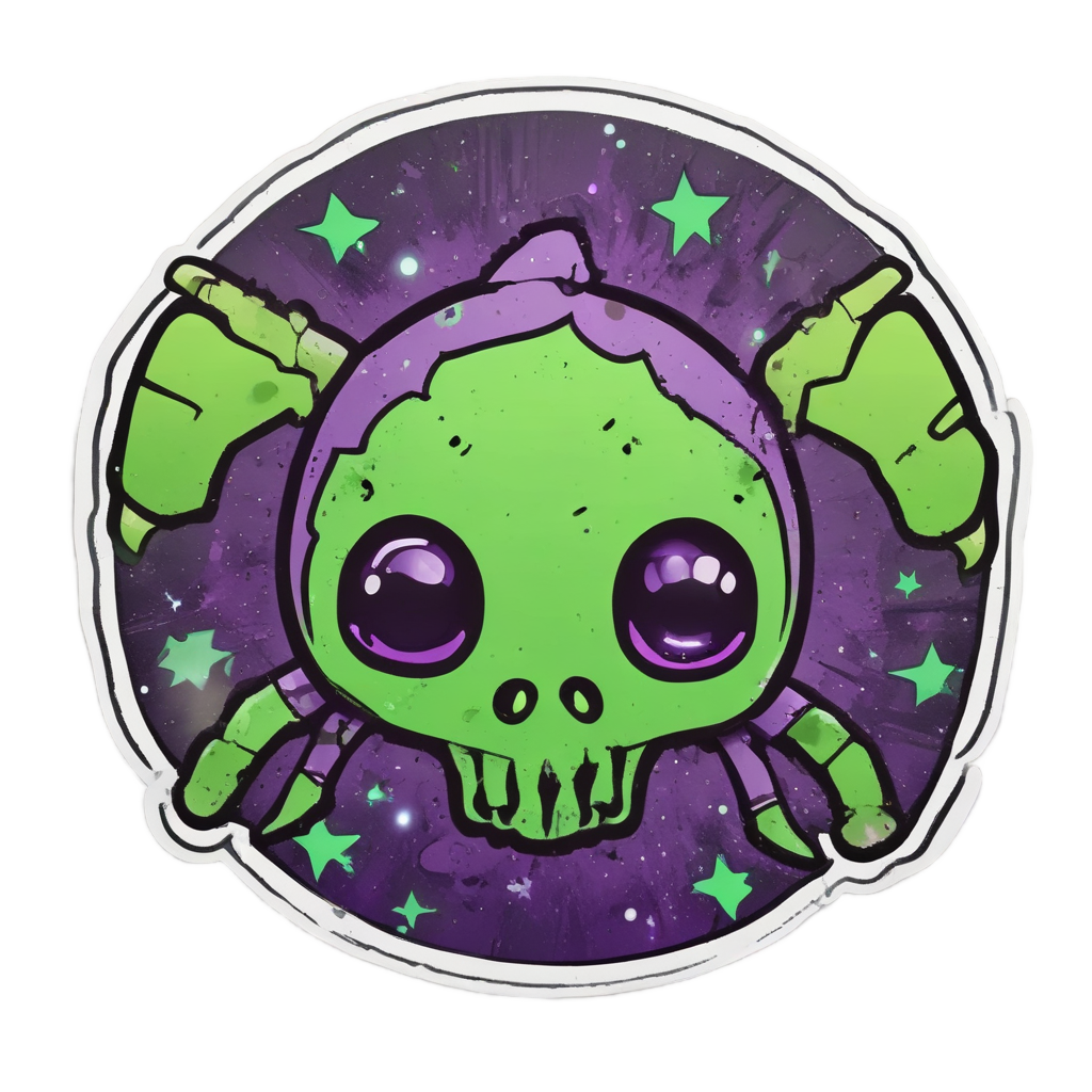 A cute alien biohazard symbol with antennae on a white background
