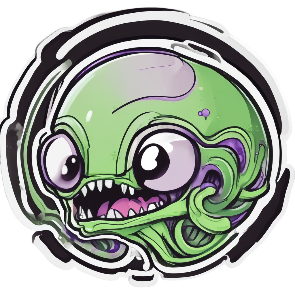 Alien licking a radioactive trefoil like a lollipop