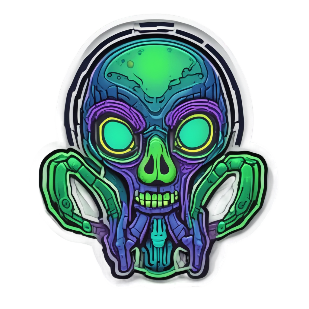 Alien Radioactive Hand — danger symbol stickers