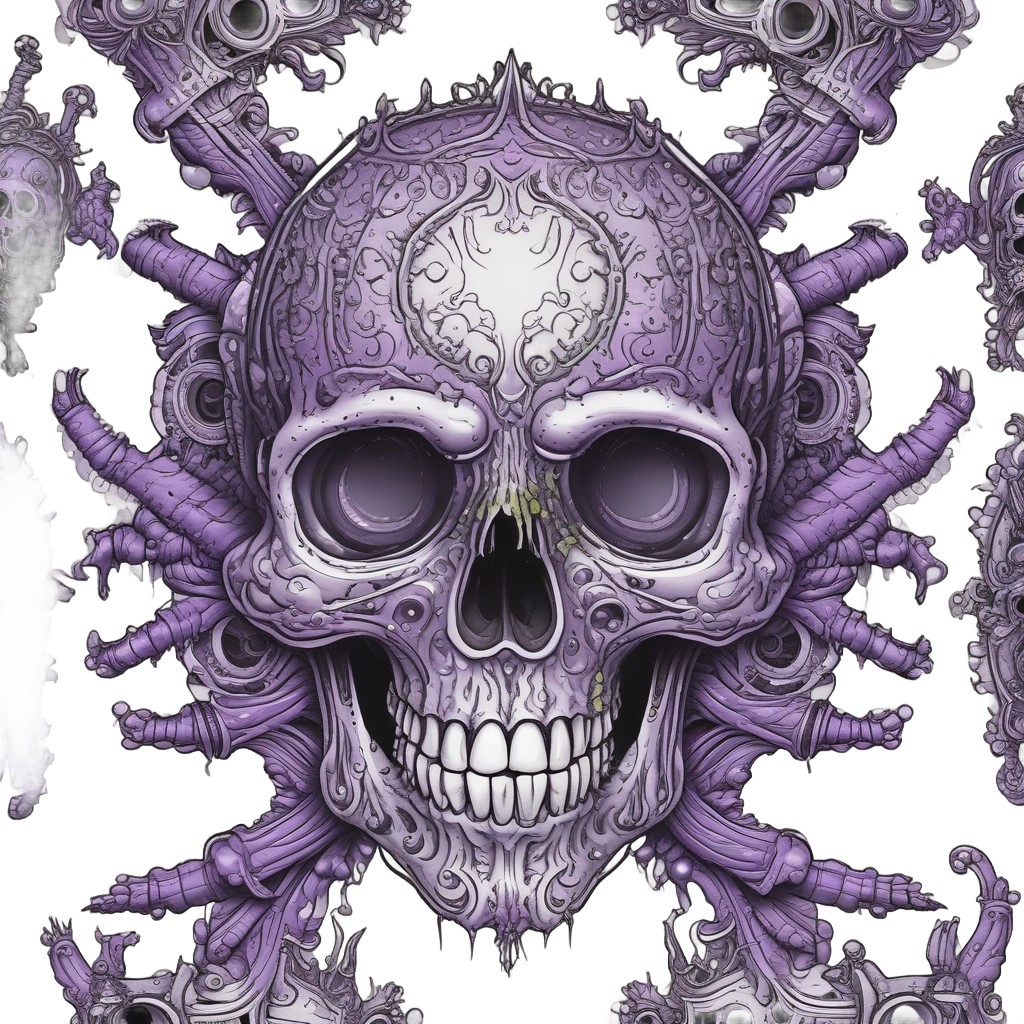 Alien skull crossbones lineart sticker