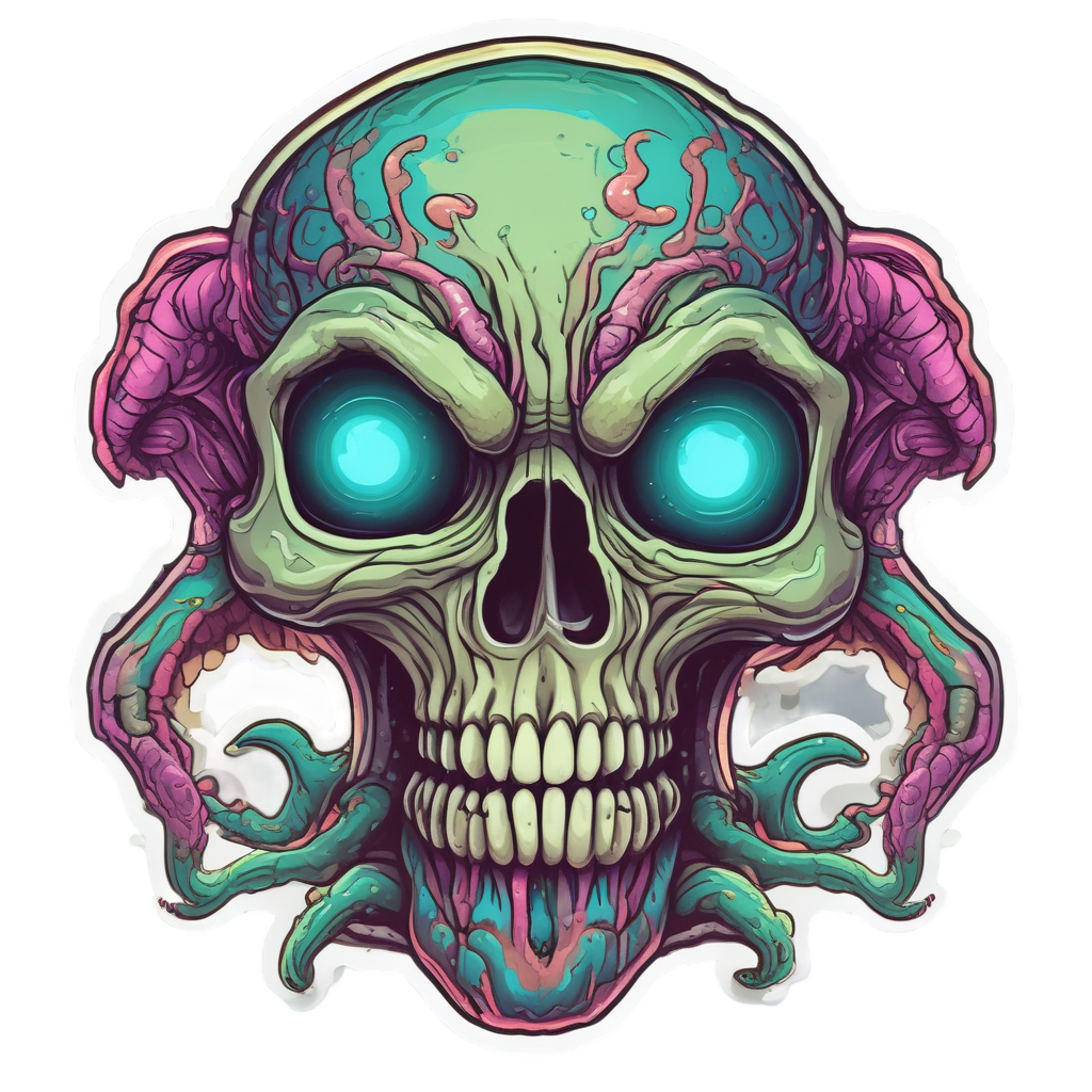Alien Skull with Tentacles — horror stickers
