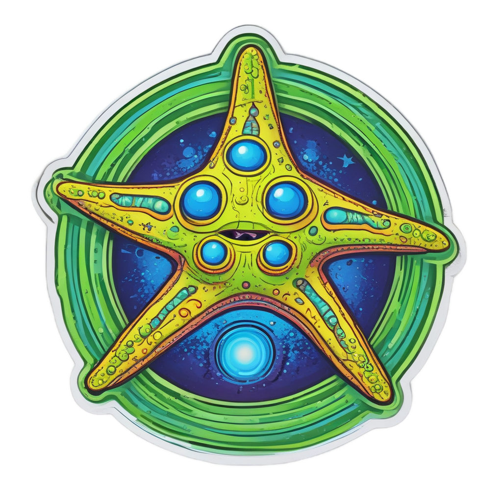 Alien Starfish with UFO — ocean nursery stickers