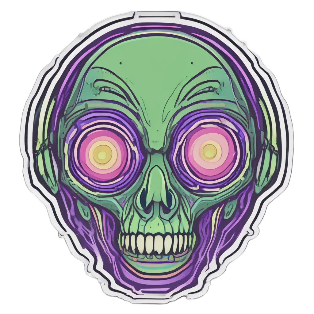 Alien with Three Eyes — danger symbol stickers