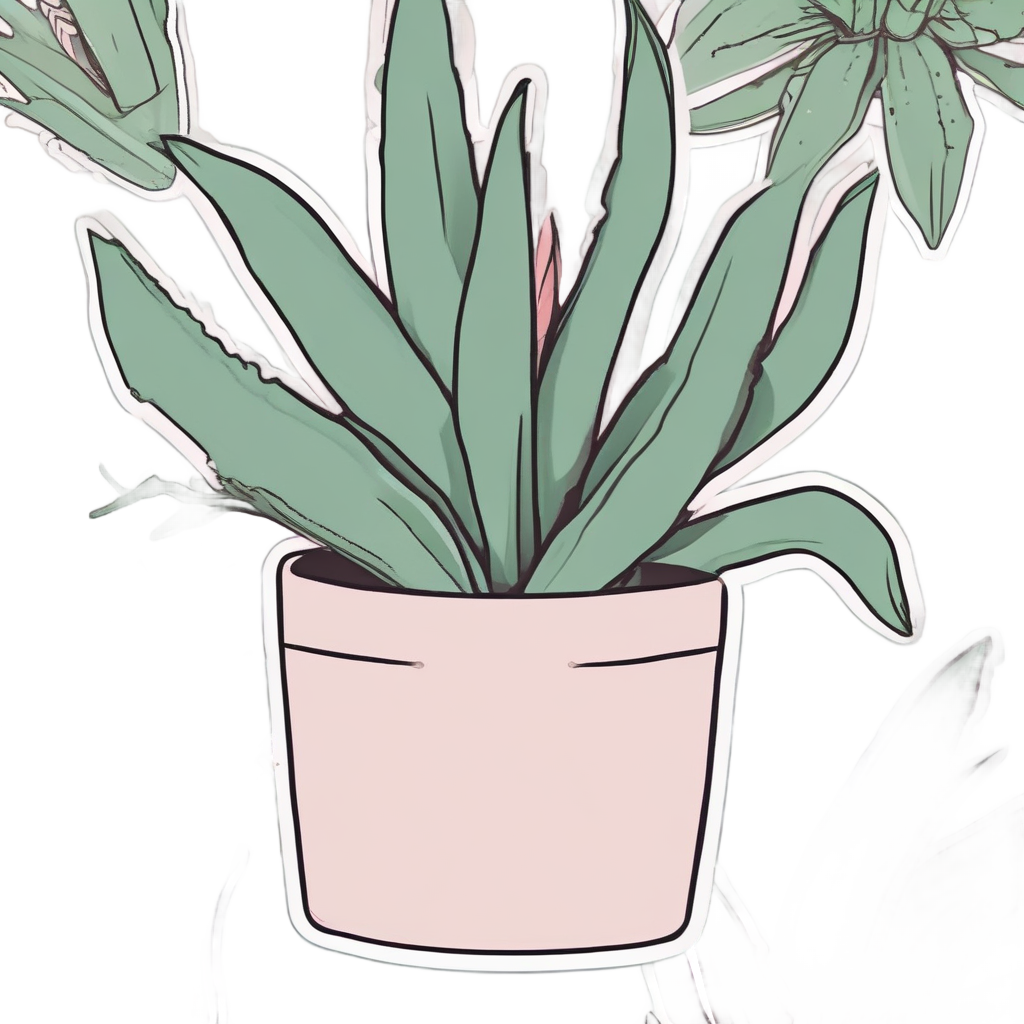 An aloe plant with one leaf shaped like a heart sticker.