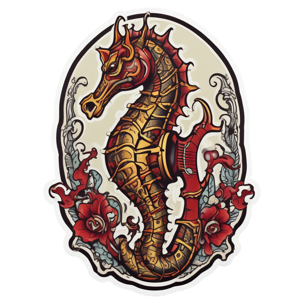 American Traditional Dagger Seahorse — ocean nursery stickers