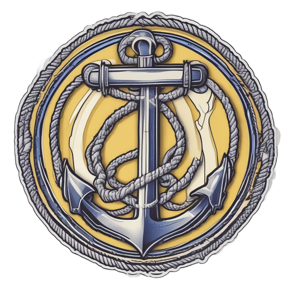 Anchor and Caution Rope — warning signage stickers