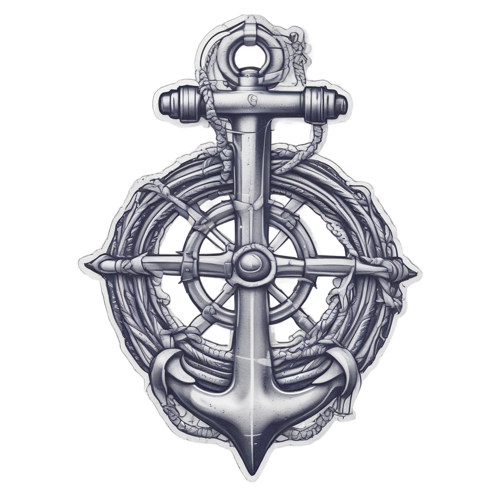 Anchor wrapped in barbed wire chain