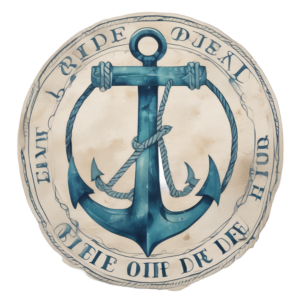 Nautical anchor watercolor sticker with Ride or Die banner