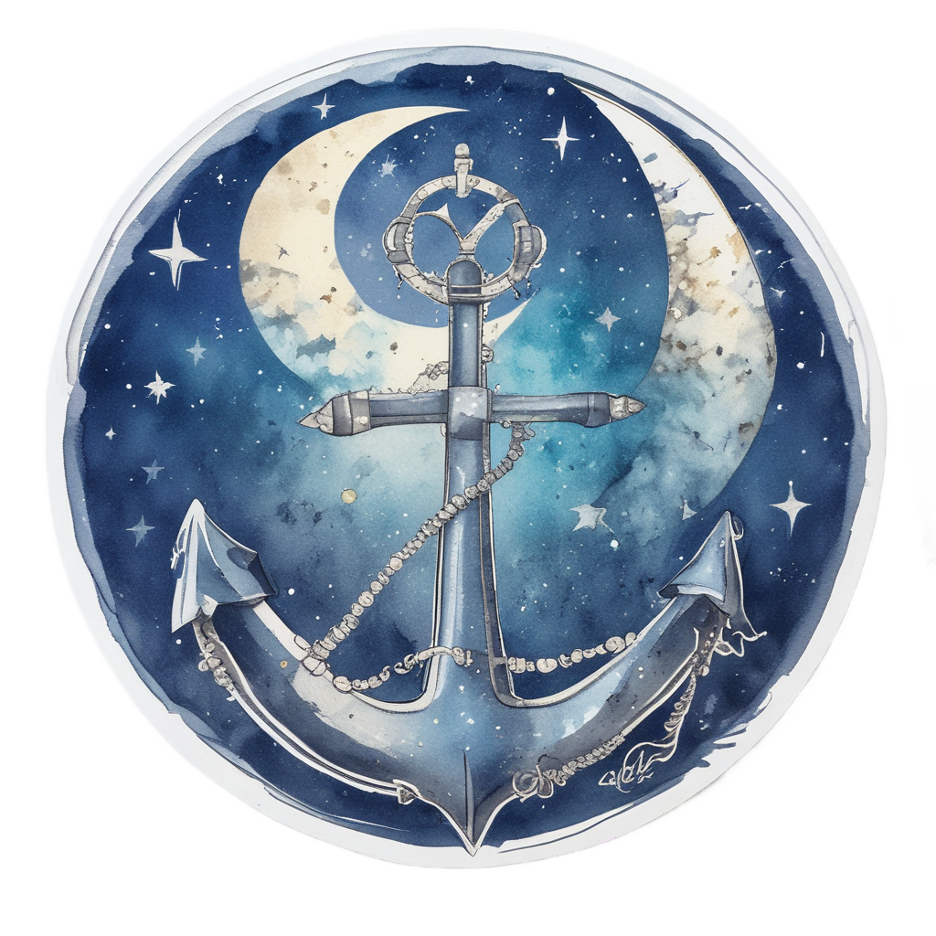 Anchor and Stars Night — moon stickers